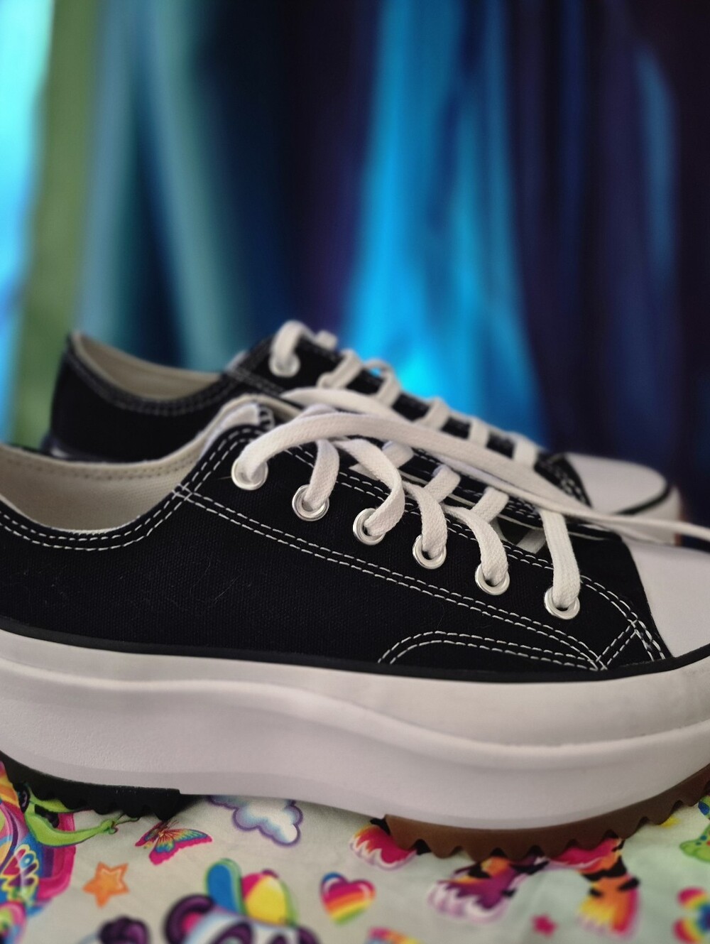 Converse Run Star Hike Black Platform Canvas Low Top Sneakers - Picture 3 of 10